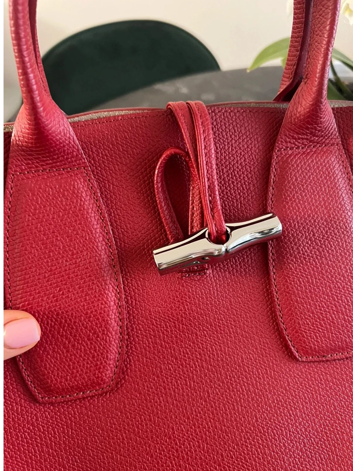 Longchamp roseau burgundy leather bag - view 4