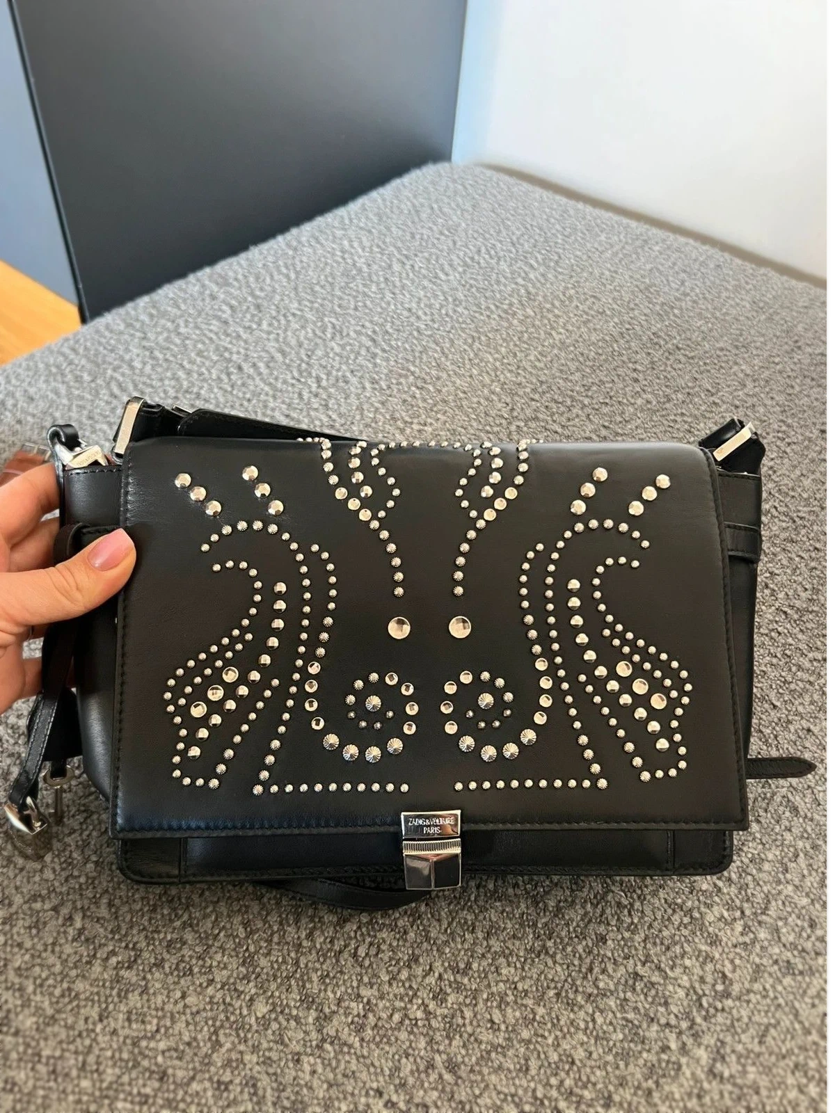Zadig & Voltaire optimiste + clique black leather bag - view 2