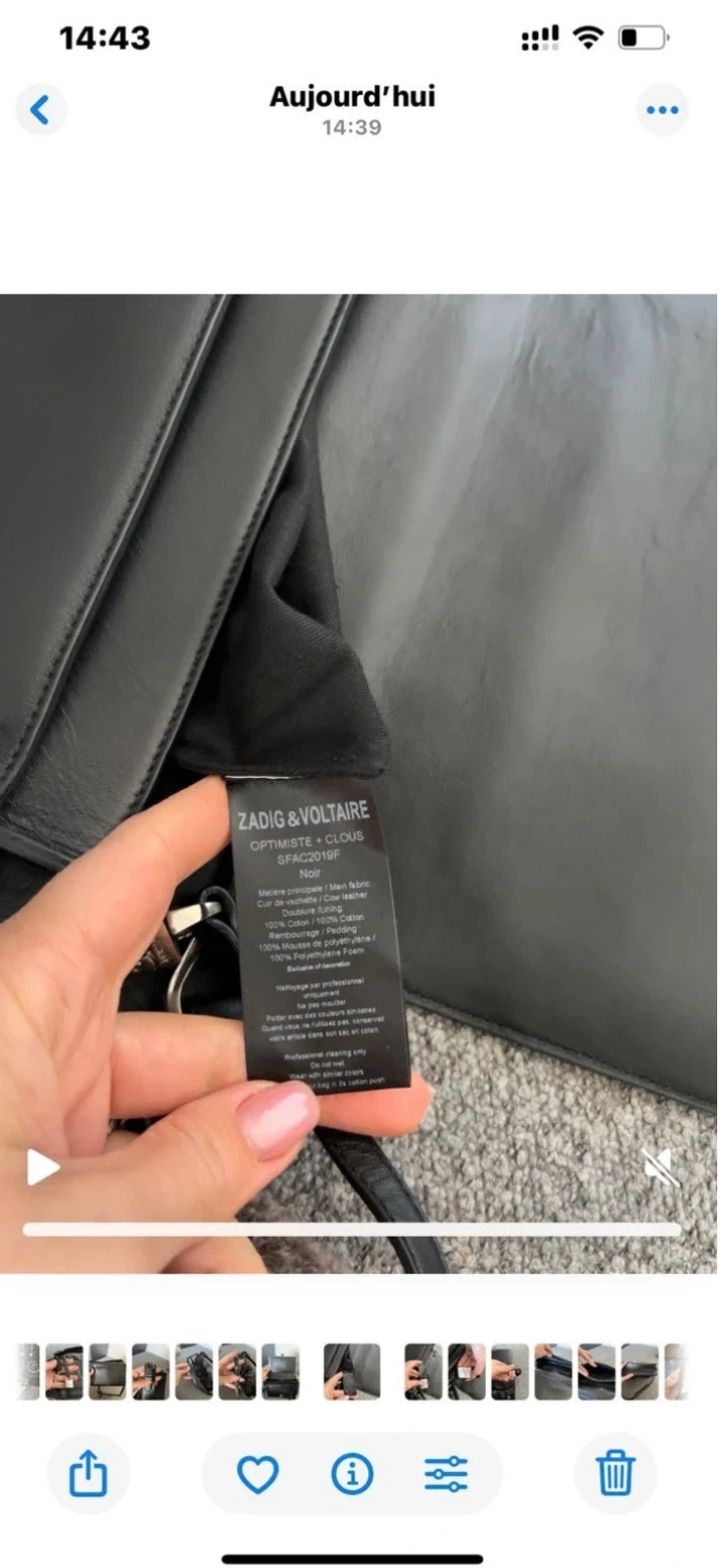 Zadig & Voltaire optimiste + clique black leather bag - view 19