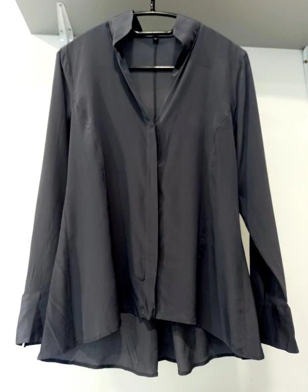 Walter Voulaz new black grey silk shirt