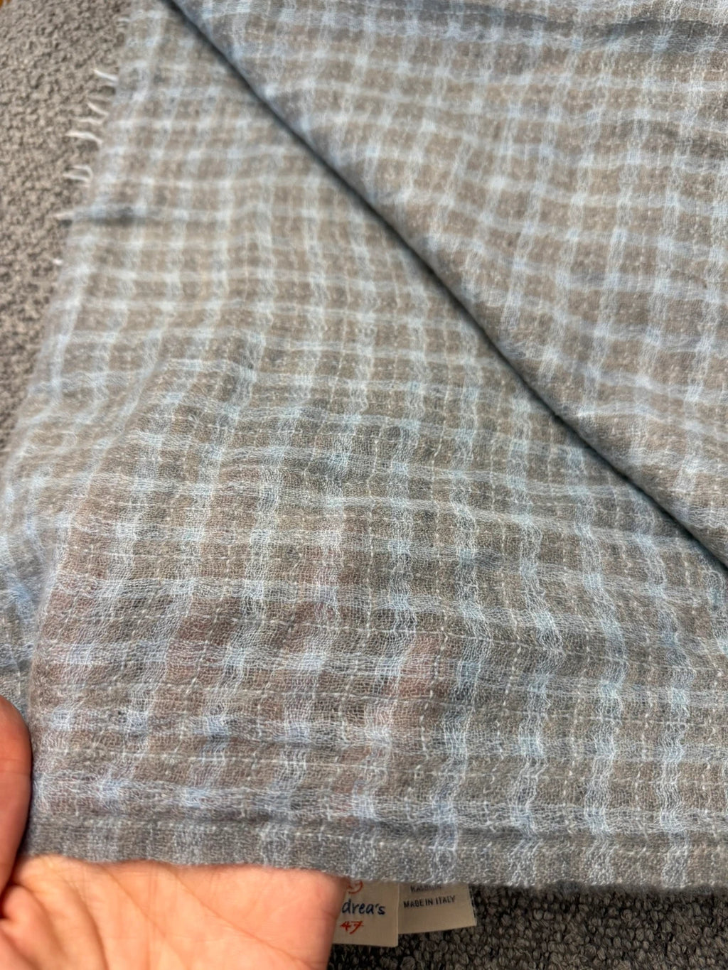 Andrea's grey blue cashmere shawl scarf - view 4