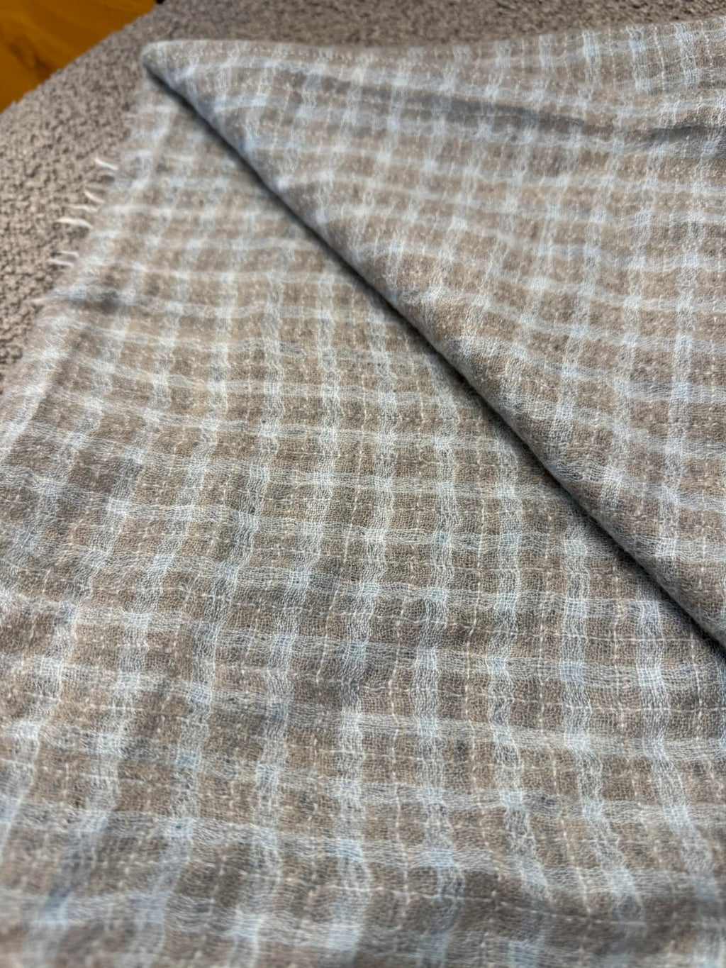 Andrea's grey blue cashmere shawl scarf - view 5