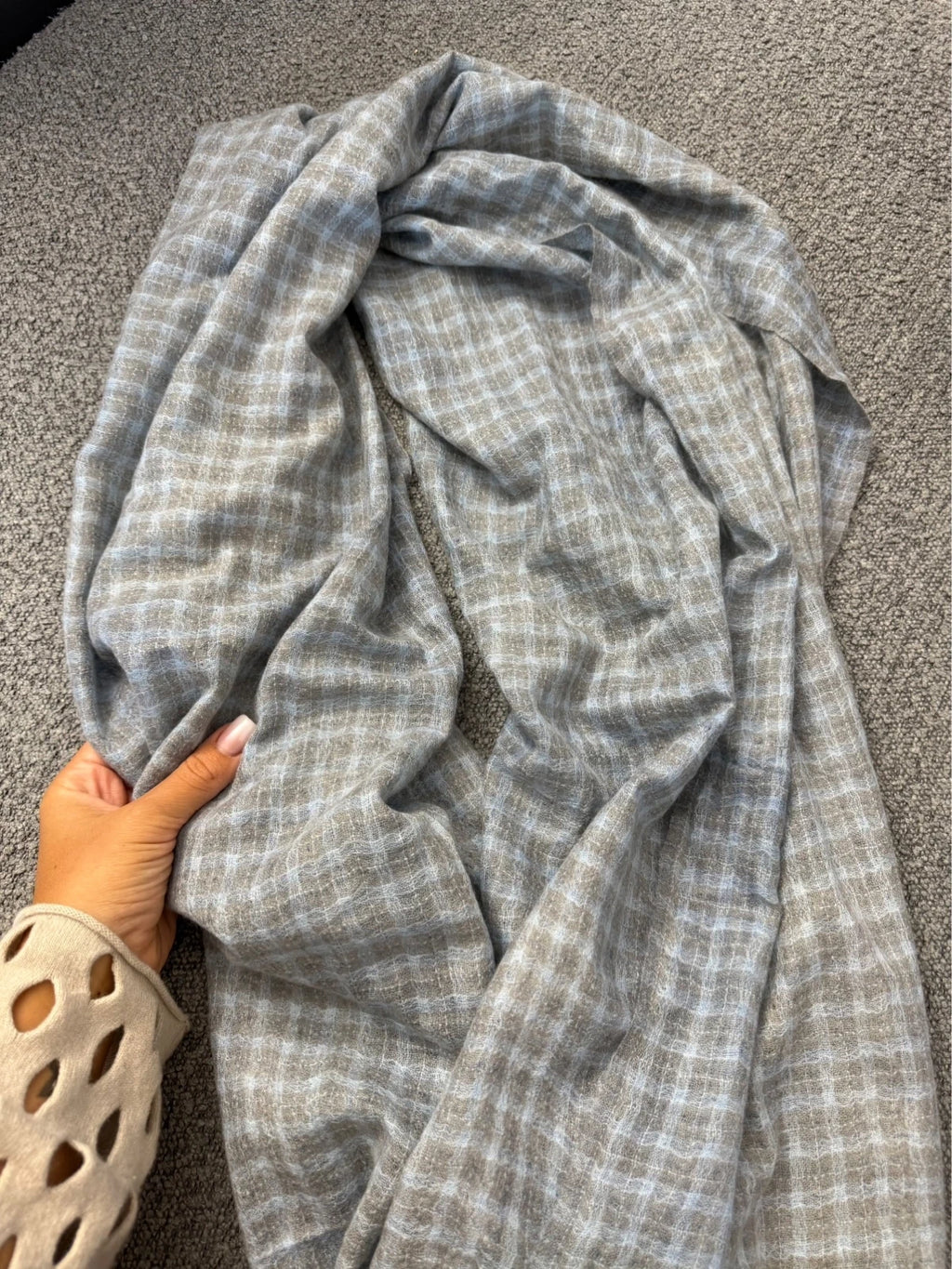 Andrea's grey blue cashmere shawl scarf - view 2