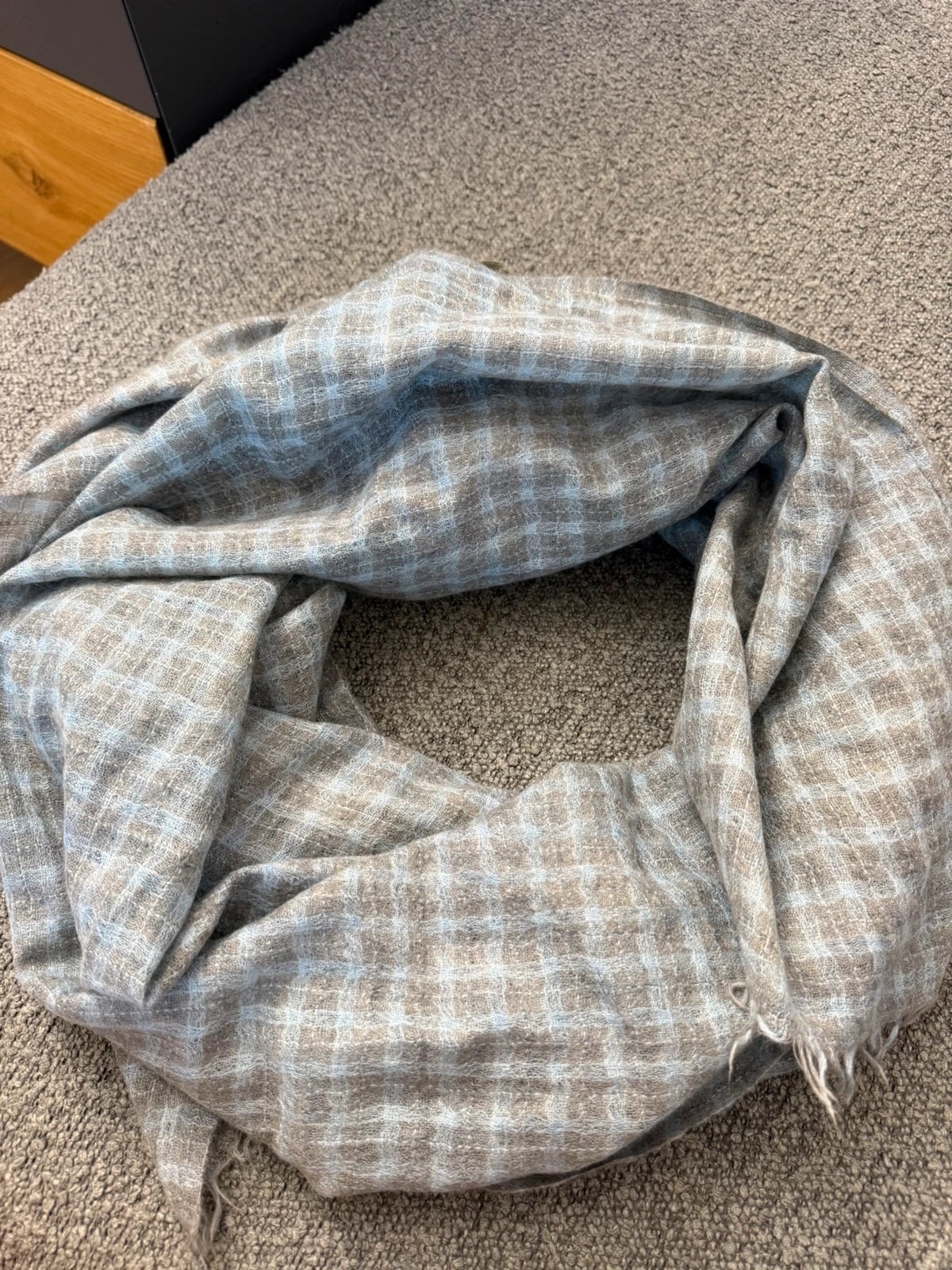 Andrea's grey blue cashmere shawl scarf - view 7