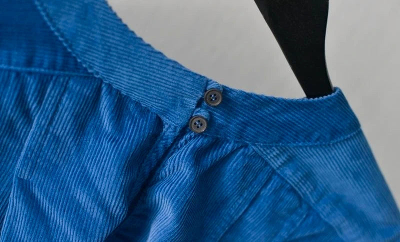 Three Graces London blue cotton velvet set wrap skirt top - view 3