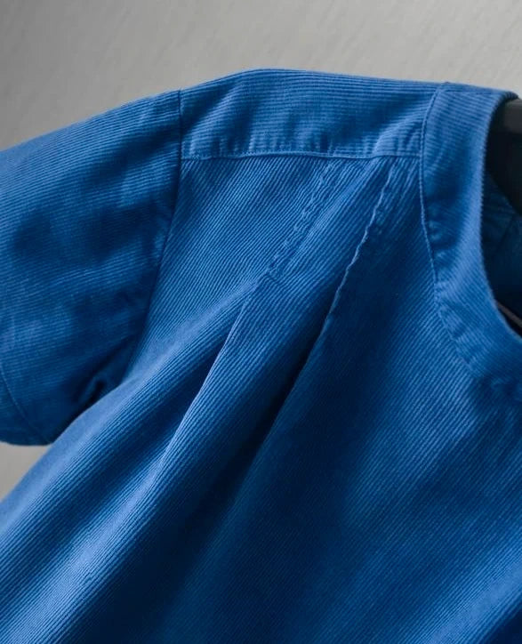 Three Graces London blue cotton velvet set wrap skirt top - view 4