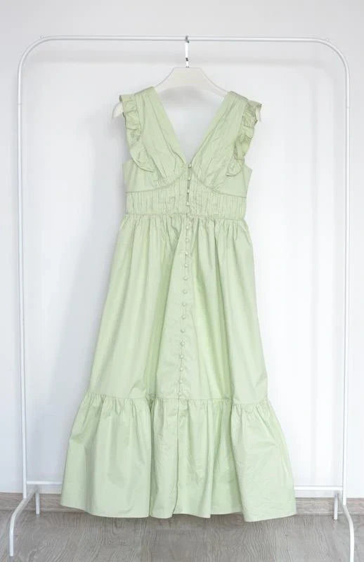 Self-Portrait kiwi cotton long dress