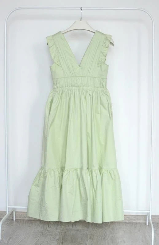 Self-Portrait kiwi cotton long dress - view 2