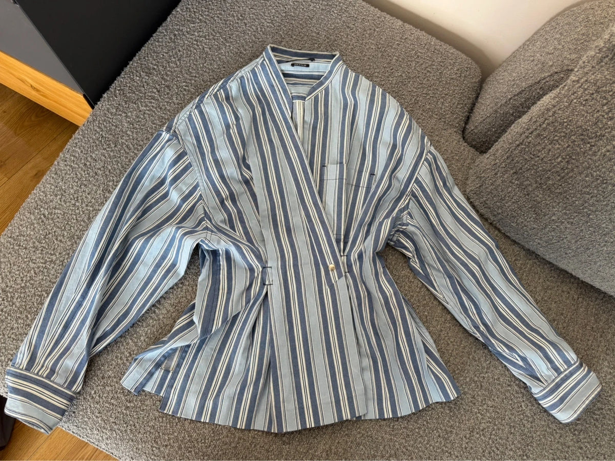 Isabel Marant white denim striped blouse - view 2