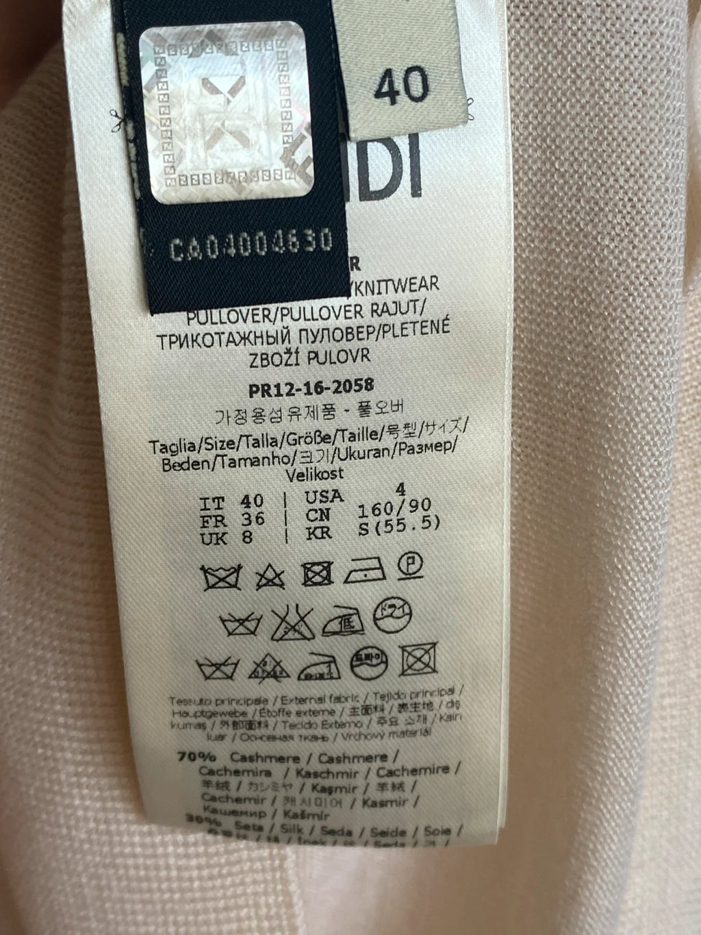 New Fendi cream cashmere silk jumper - view 6