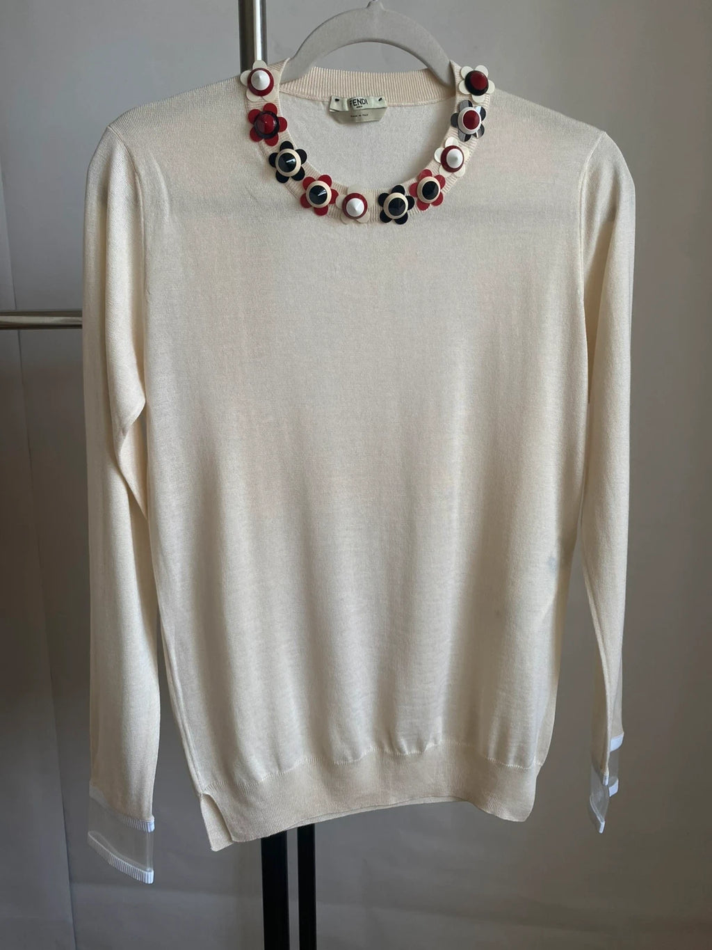 New Fendi cream cashmere silk jumper