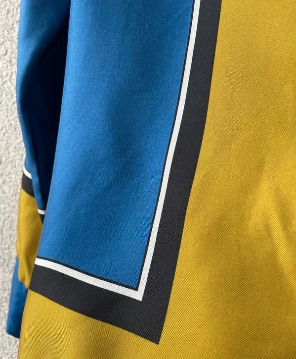 Diane von Furstenberg mustard blue silk shirt - view 6