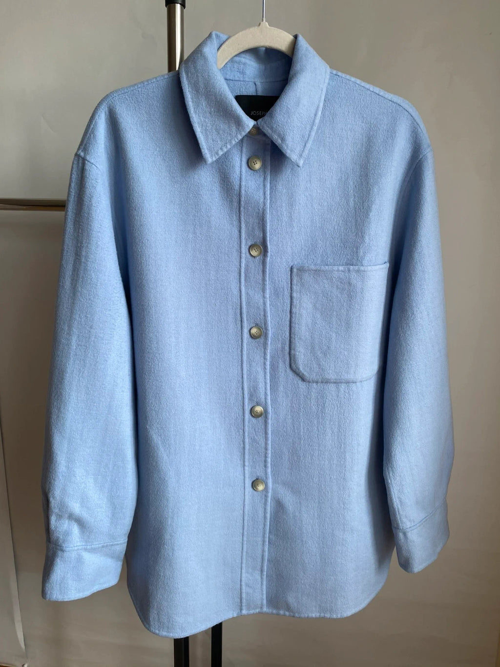 Joseph Jelia light blue double face wool silk shirt jacket