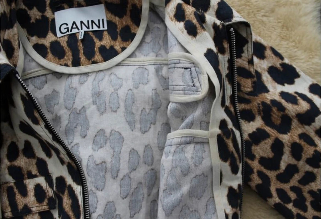 Ganni hemp cotton leopard jacket