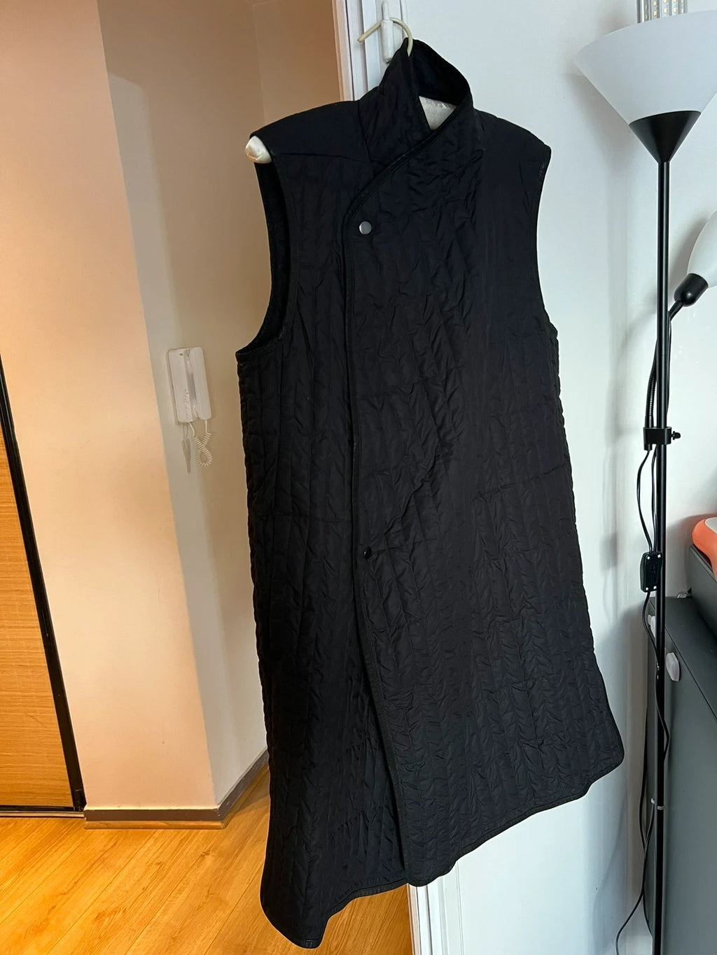 Rick Owens black cotton leather down sleeveless vest
