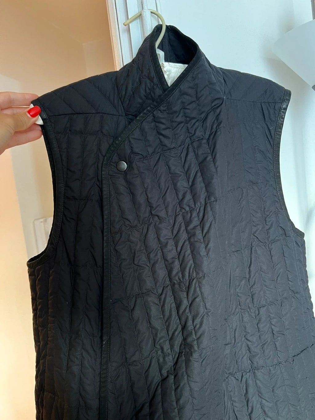 Rick Owens black cotton leather down sleeveless vest - view 2