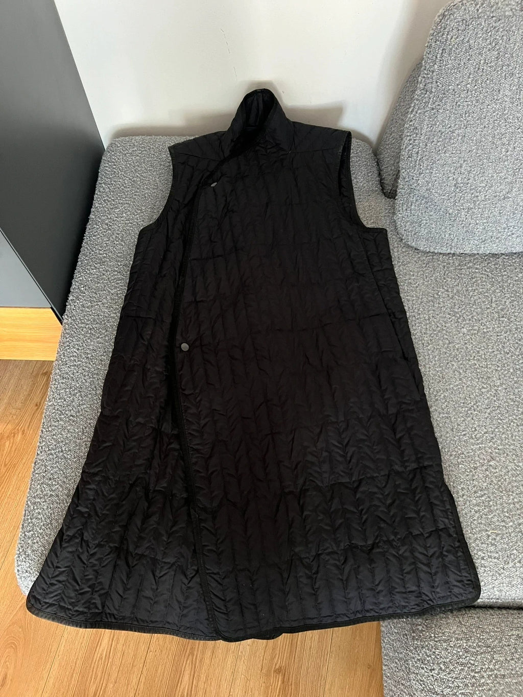 Rick Owens black cotton leather down sleeveless vest - view 13