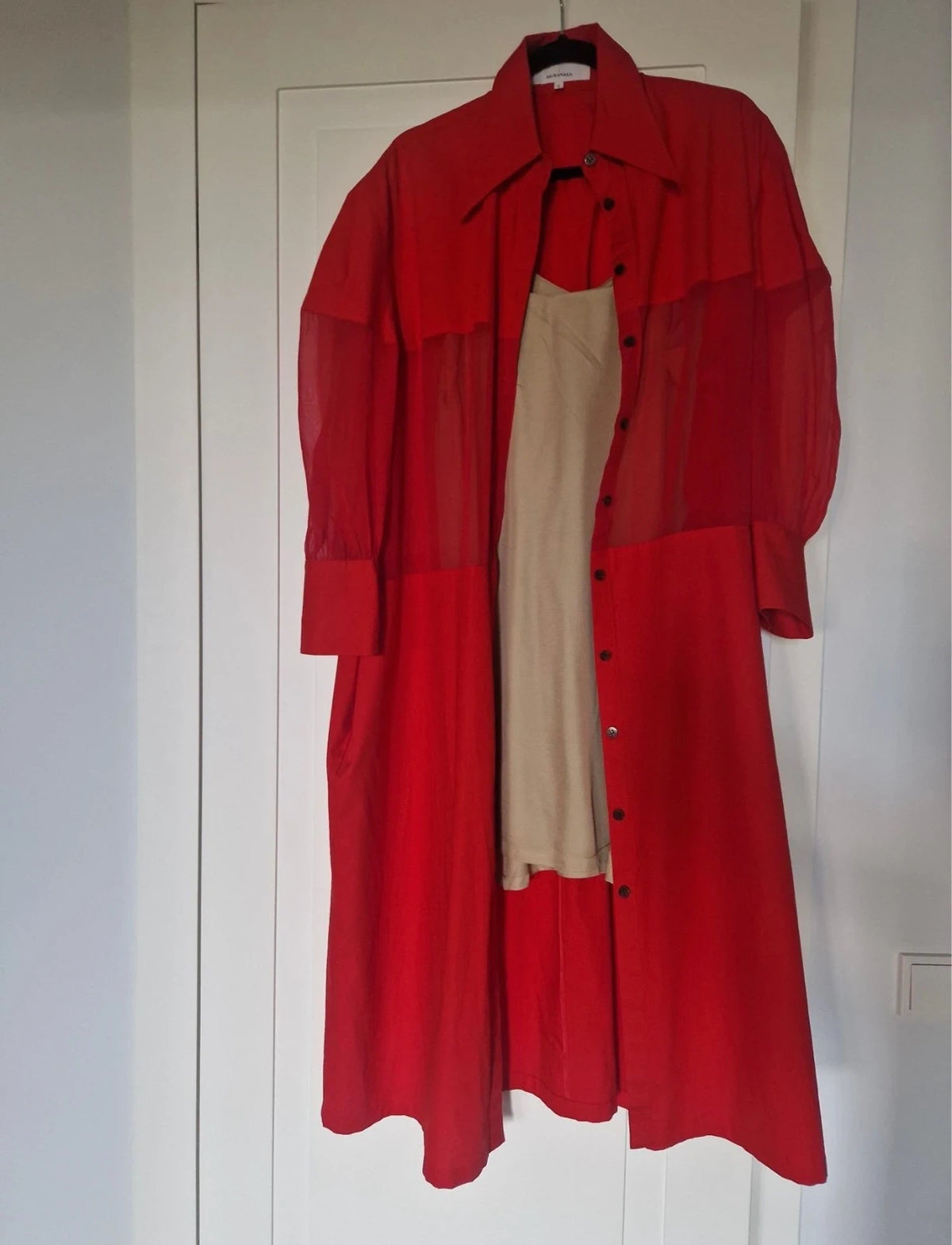Akira Naka red cotton silk dress - view 2