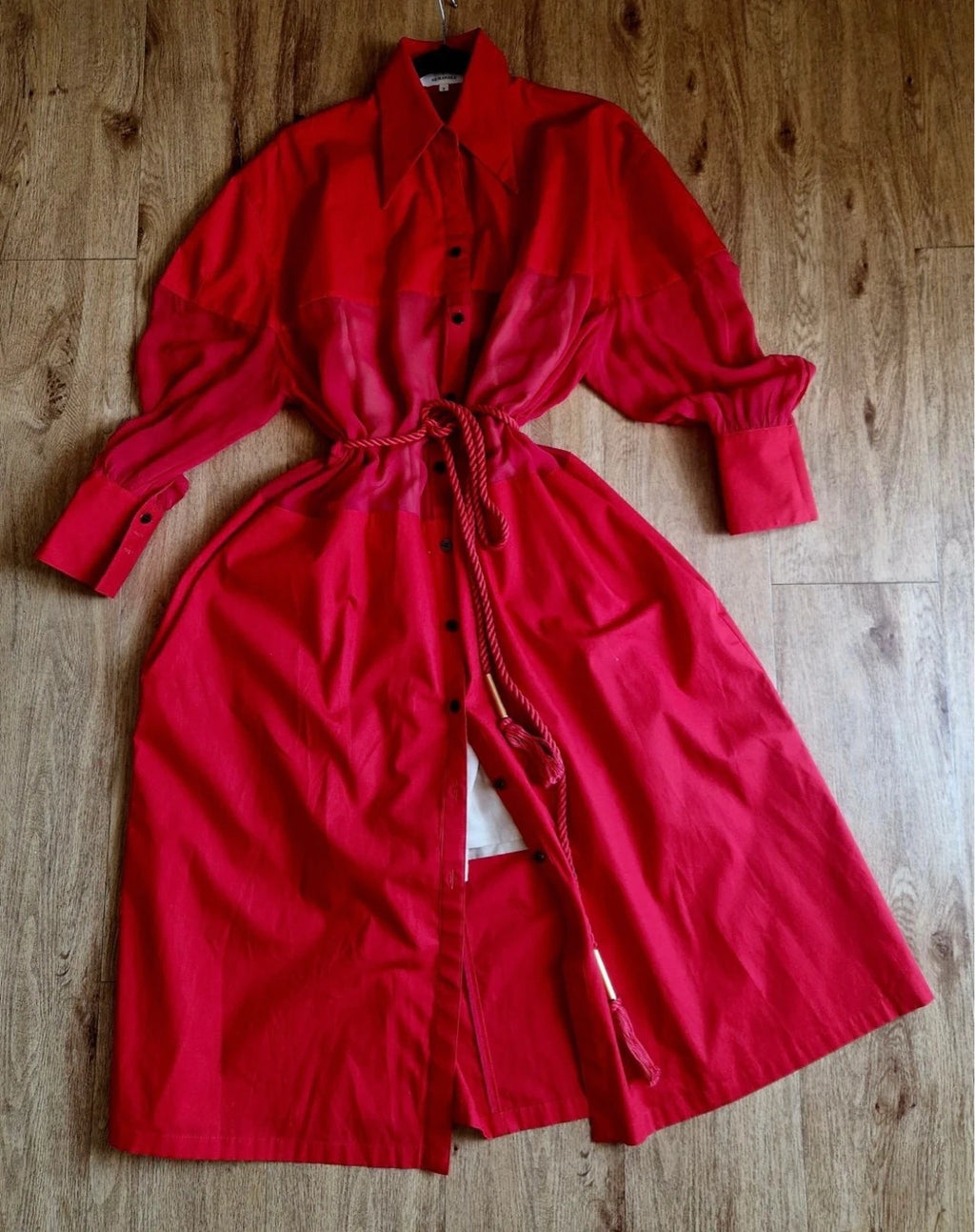 Akira Naka red cotton silk dress