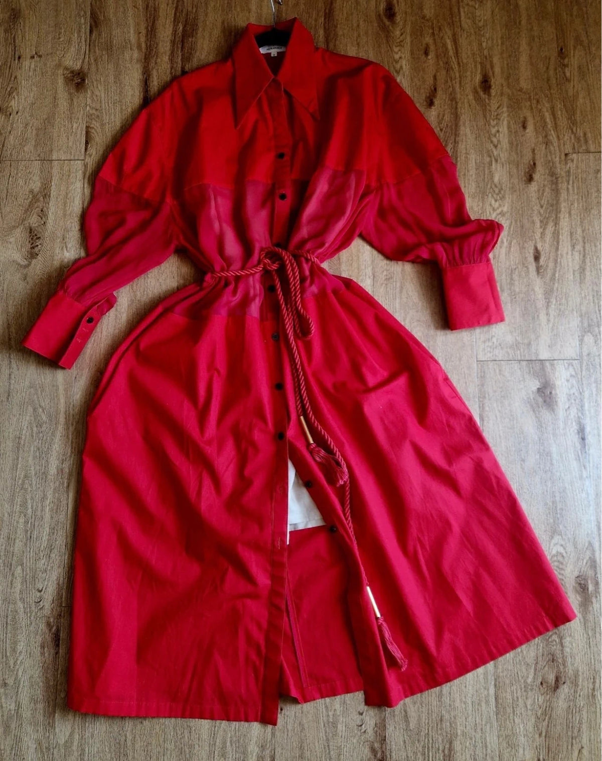 Akira Naka red cotton silk dress