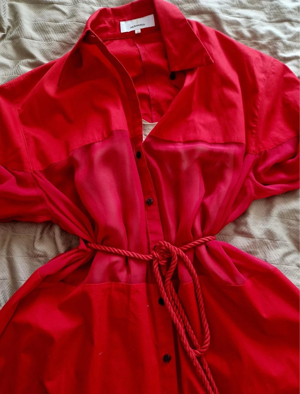 Akira Naka red cotton silk dress - view 4