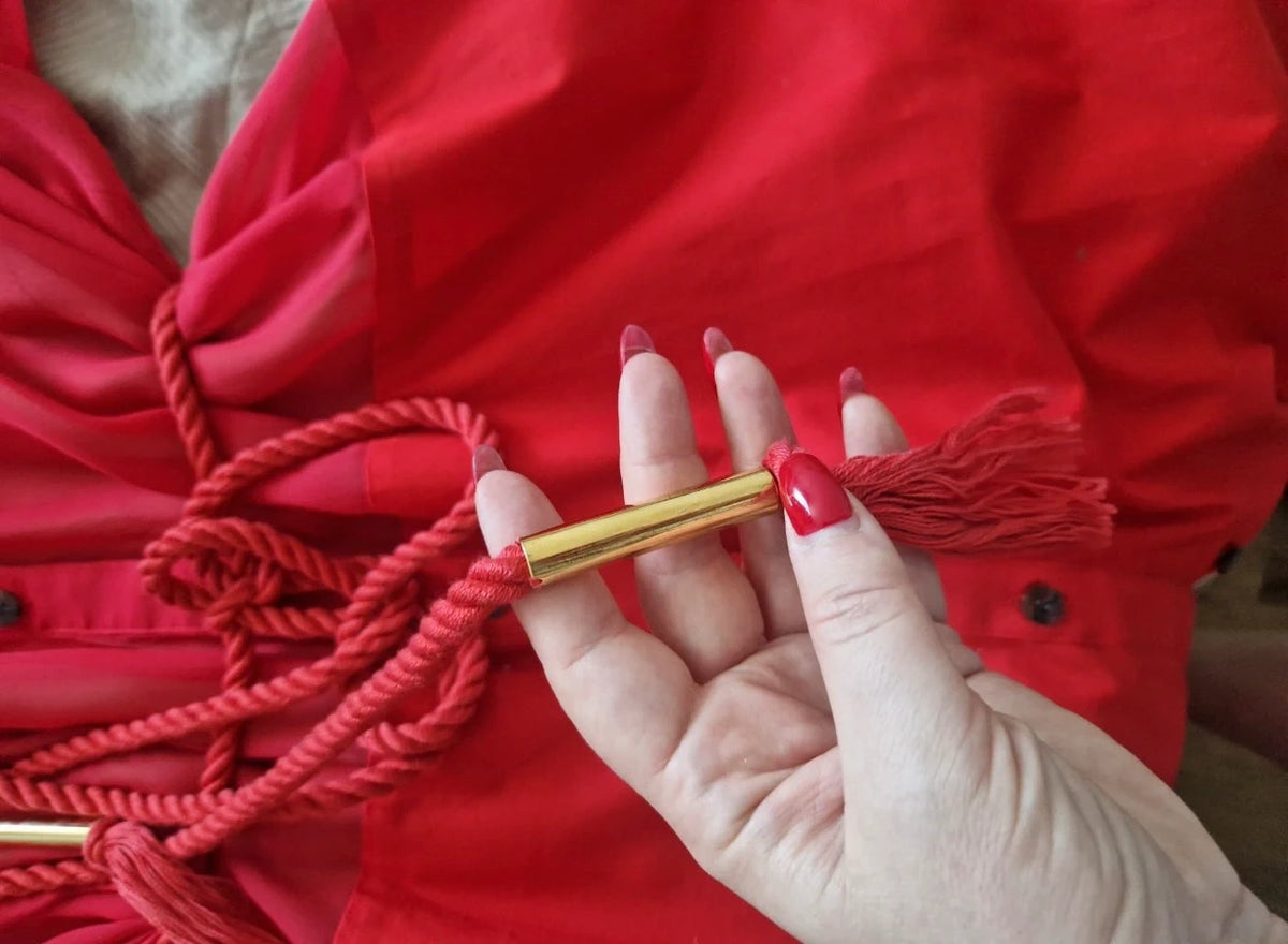 Akira Naka red cotton silk dress - view 3