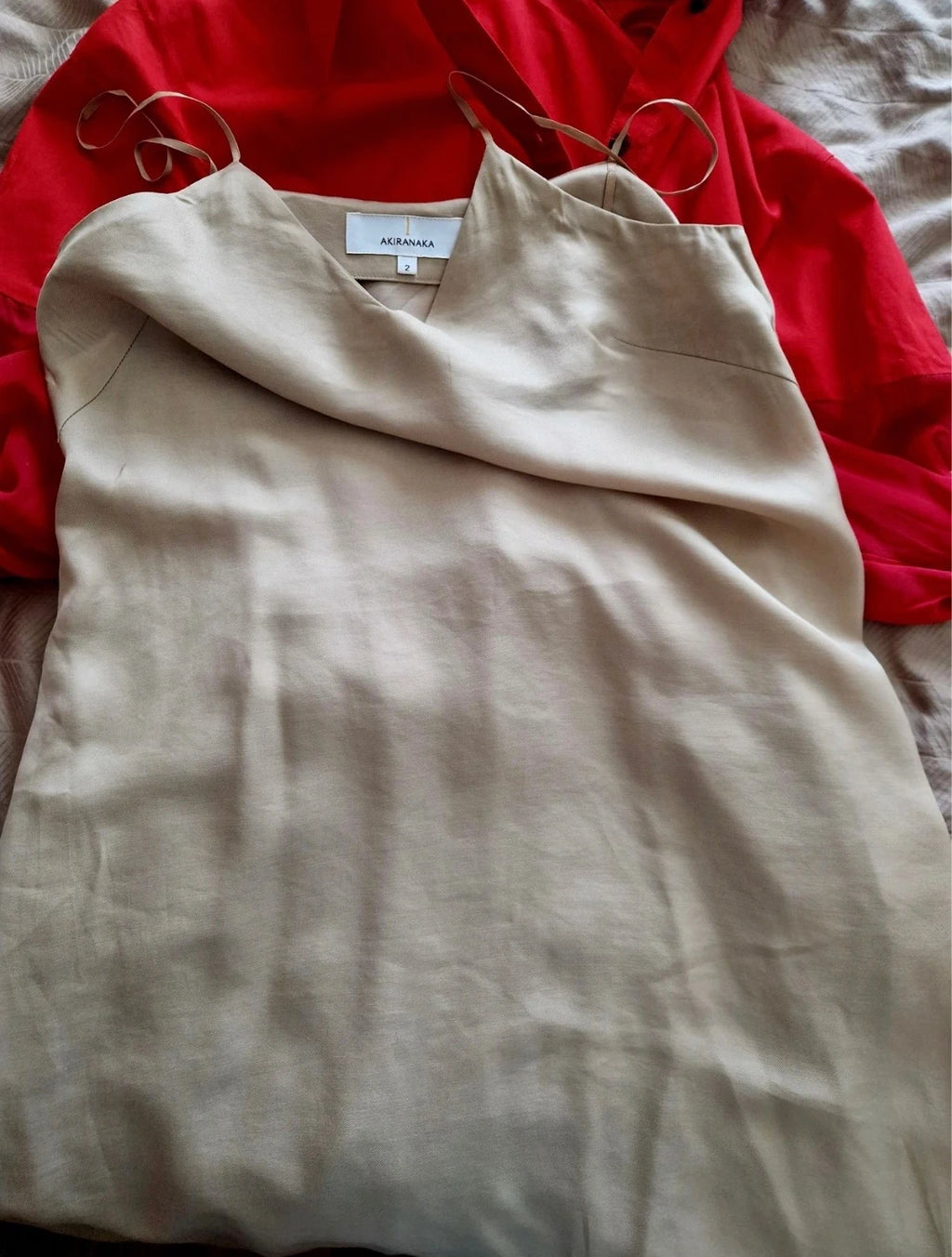 Akira Naka red cotton silk dress - view 5
