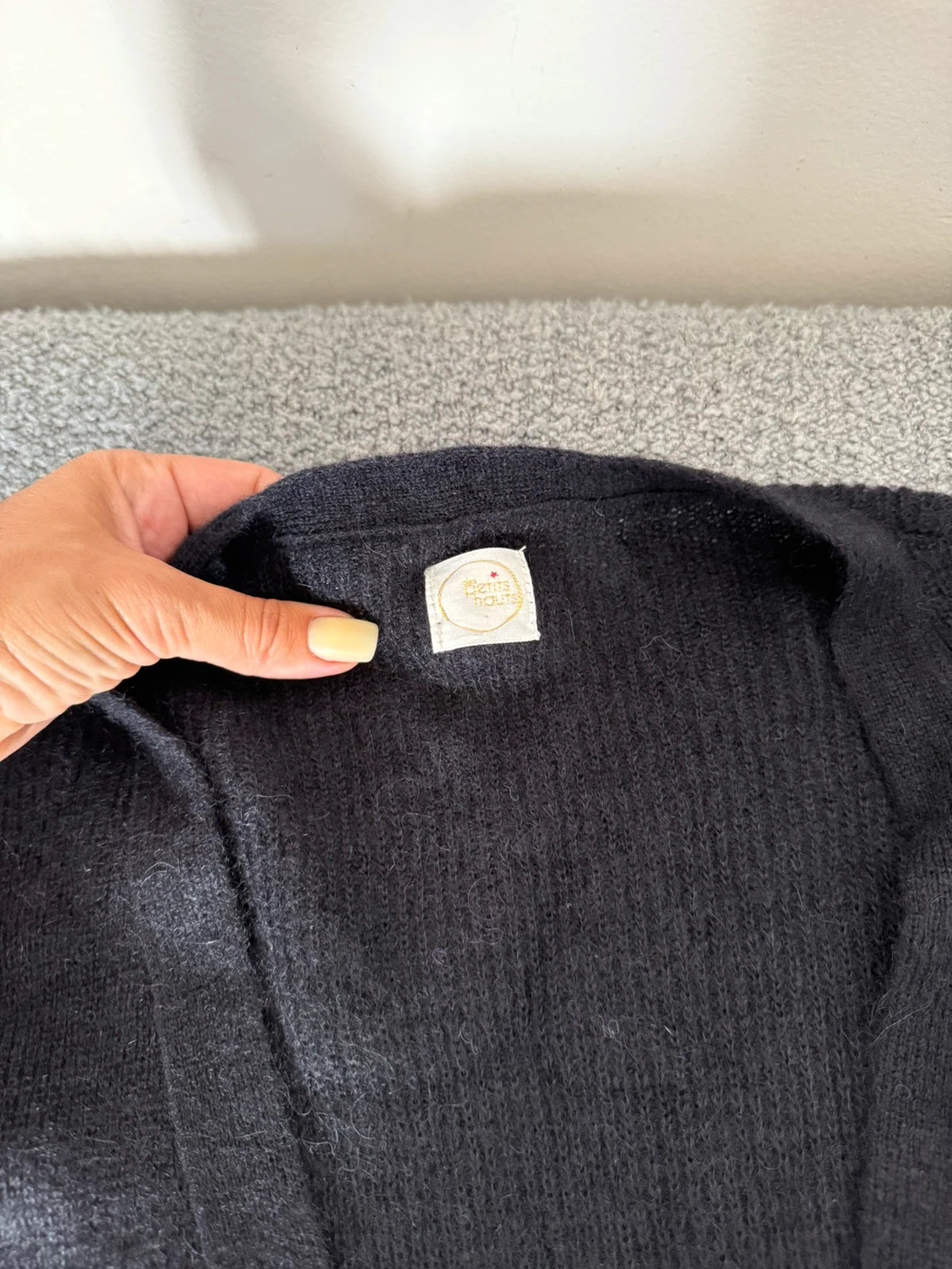 Des Petits Hauts black super kid mohair baby alpaca cardigan - view 2