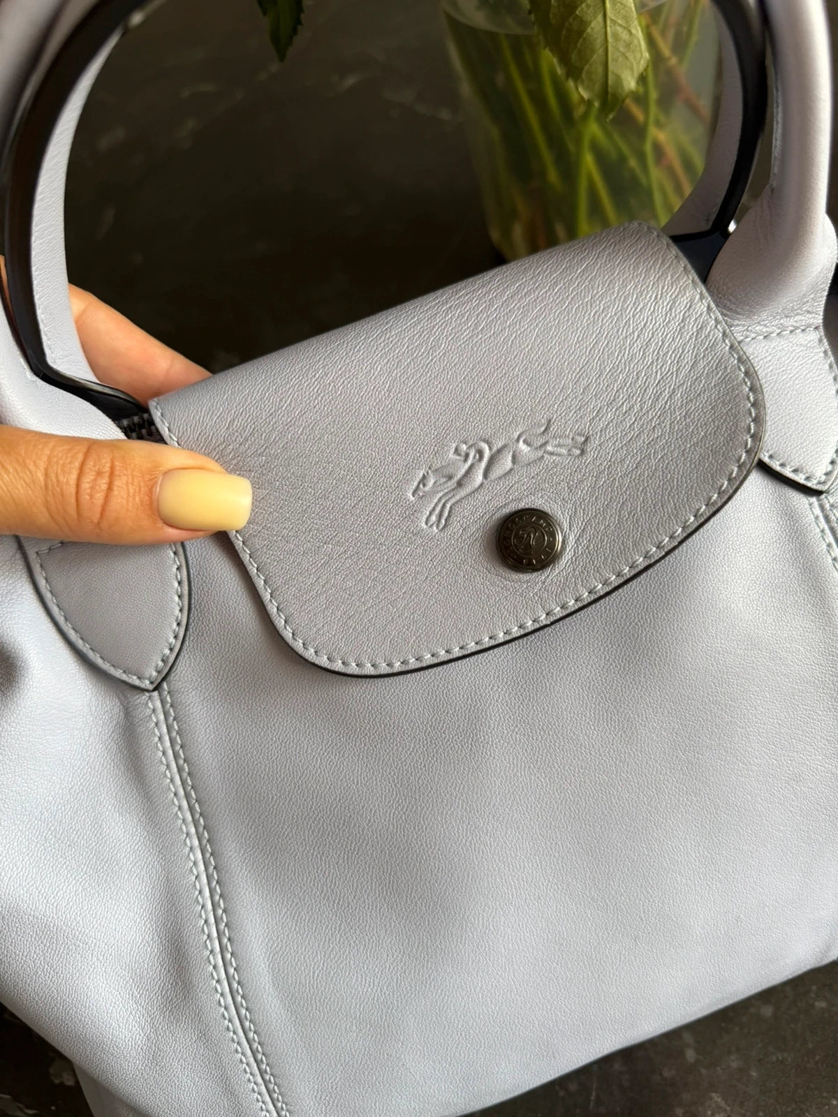 Longchamp le pliage blue leather small bag - view 3