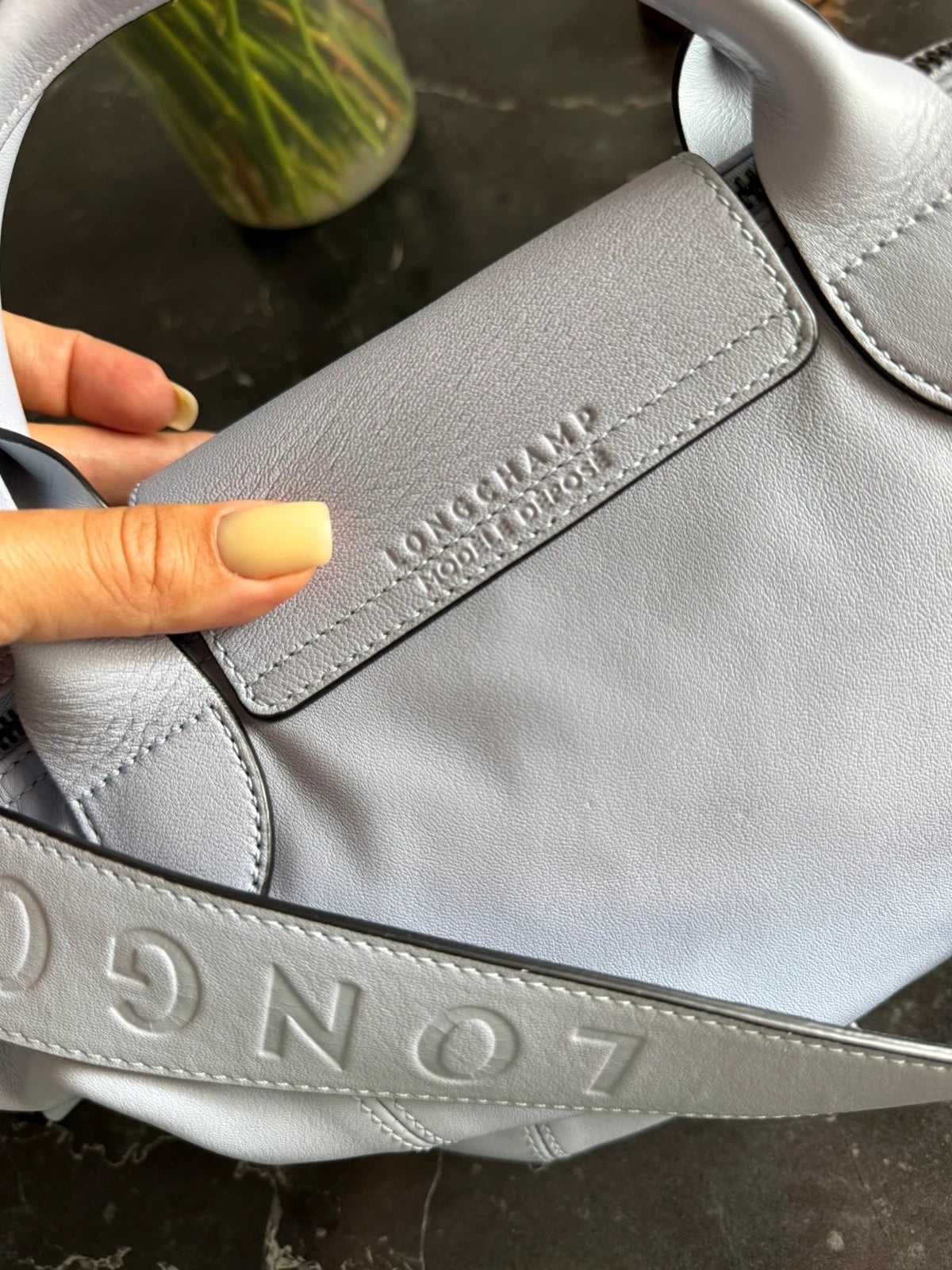 Longchamp le pliage blue leather small bag - view 4