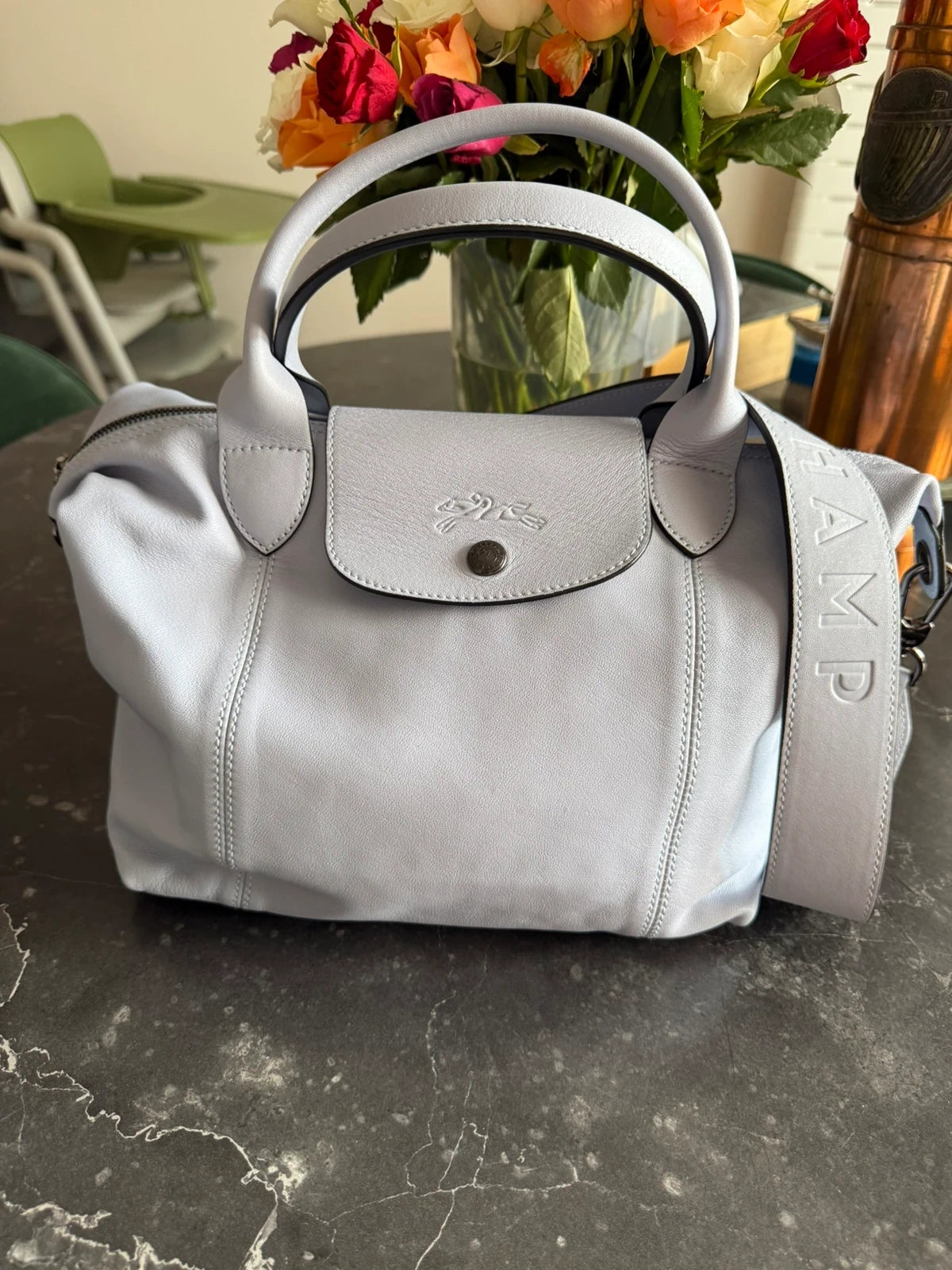 Longchamp le pliage blue leather small bag - view 2