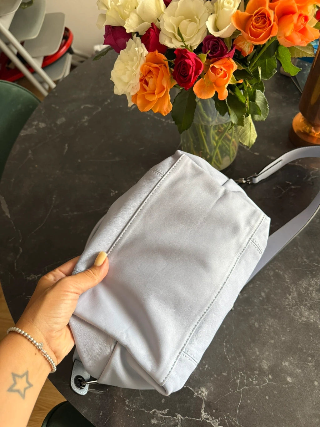 Longchamp le pliage blue leather small bag - view 7