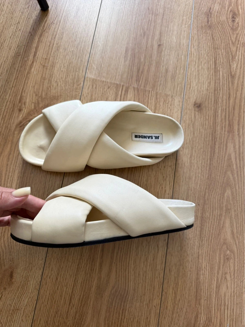 Jil Sander cream leather sandals - view 4