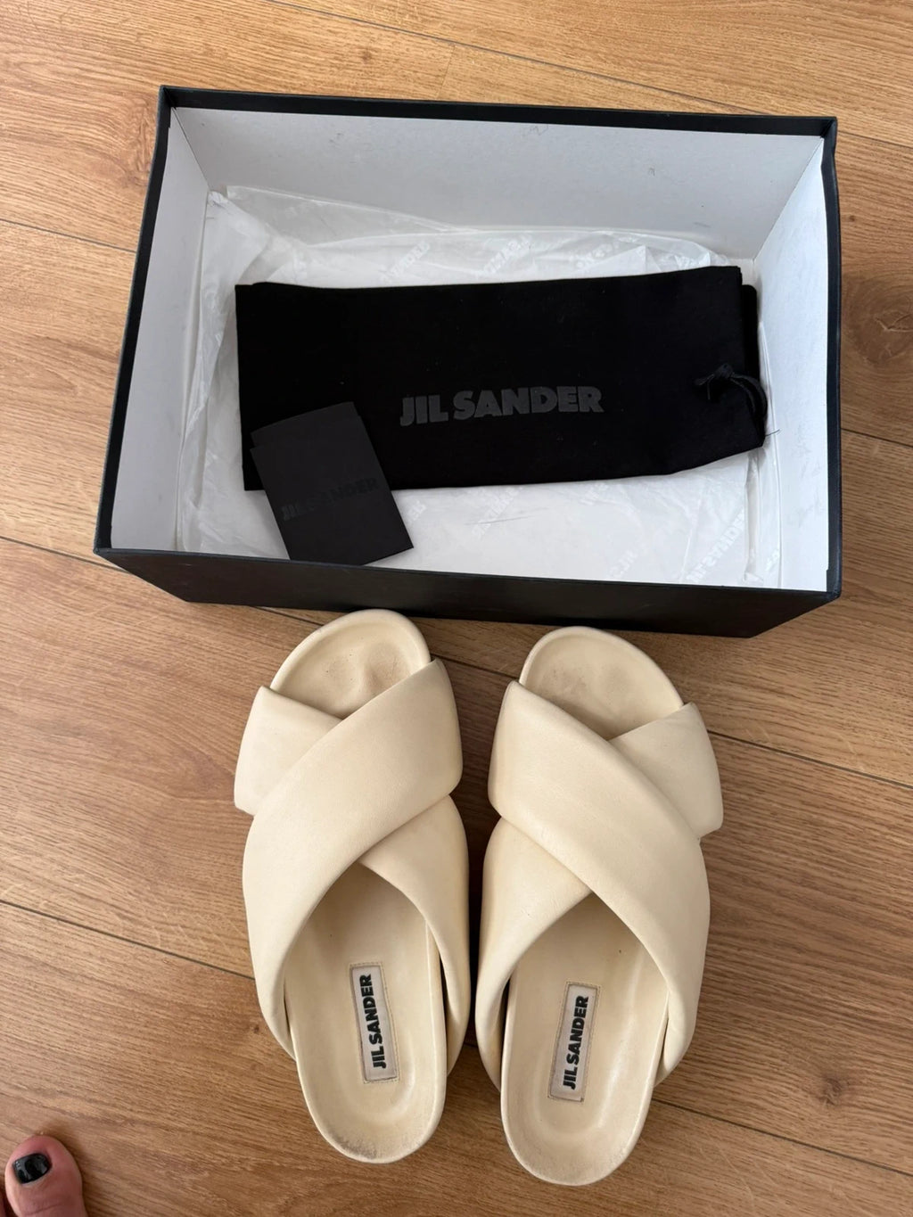 Jil Sander cream leather sandals - view 3