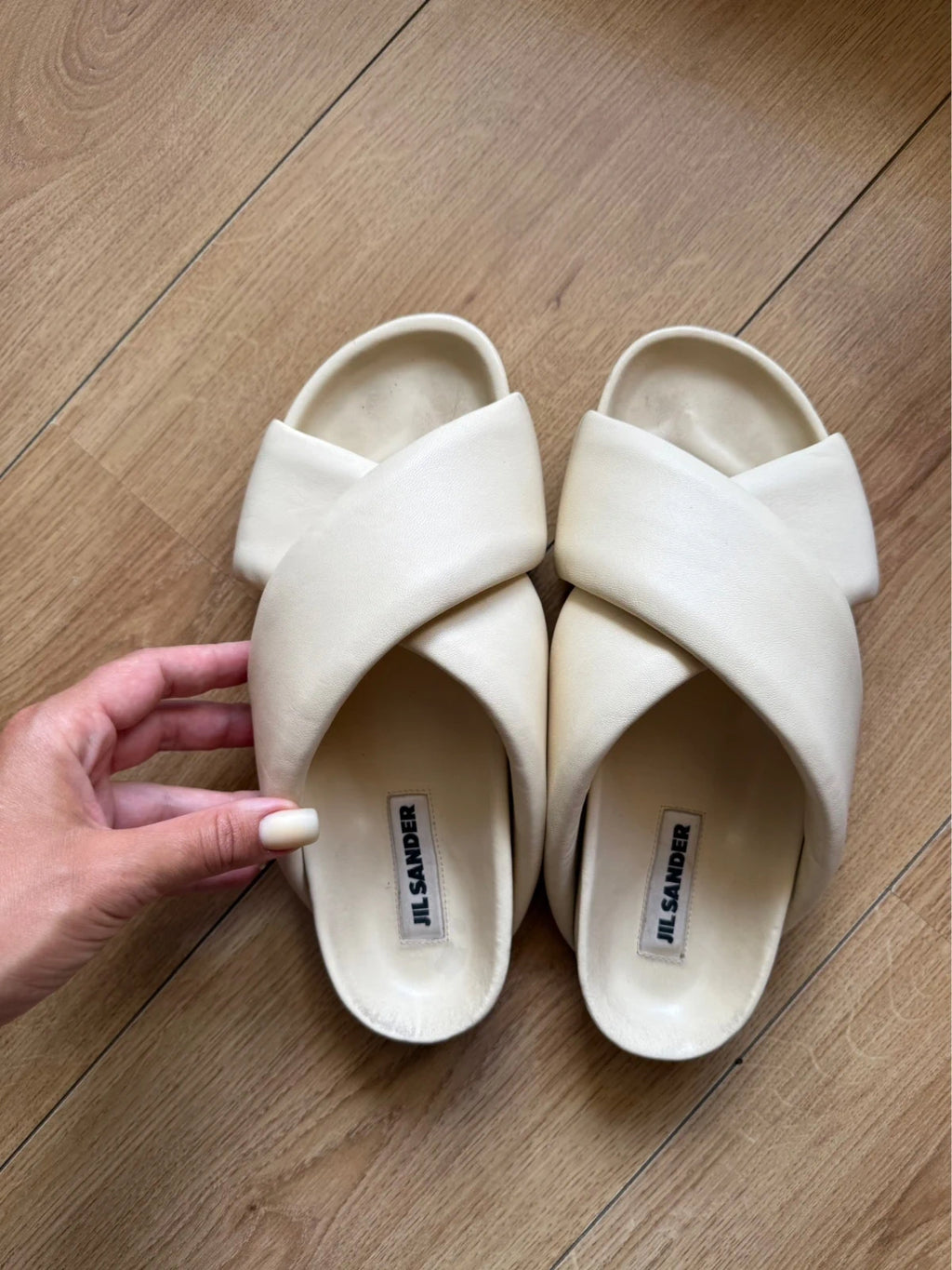 Jil Sander cream leather sandals - view 6