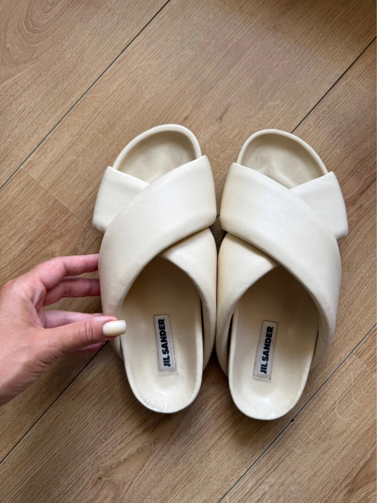 Jil Sander cream leather sandals - view 6