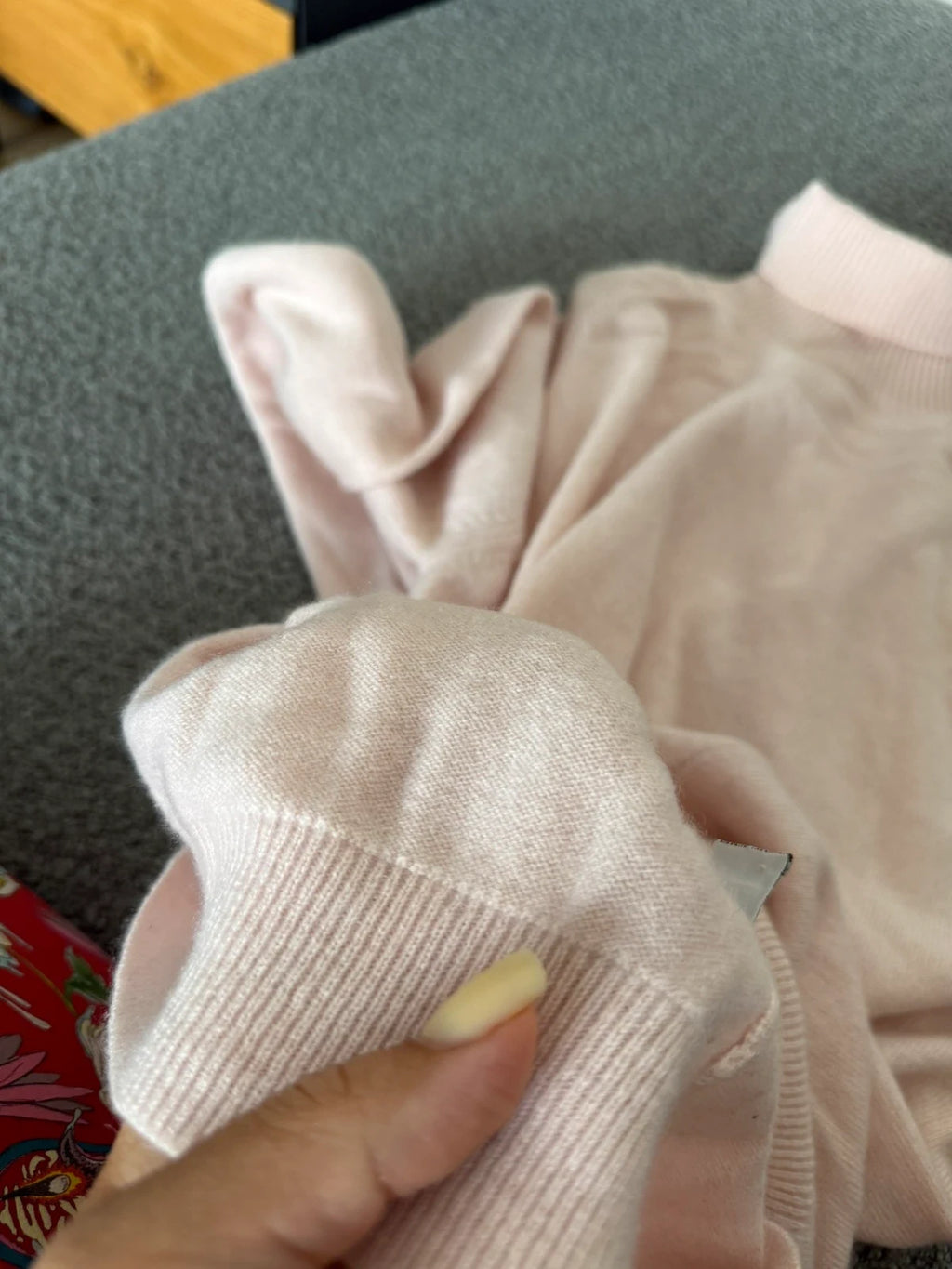 Eric Bompard light pink cashmere turtleneck sweater - view 5