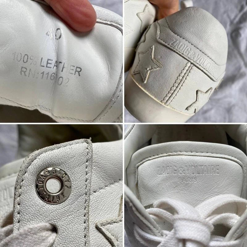 Zadig & Voltaire white leather star sneakers - view 3