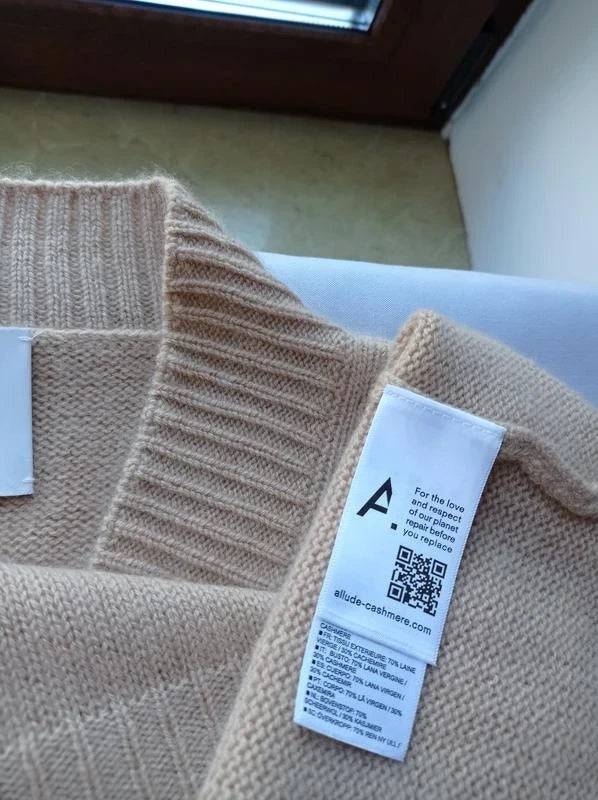 Allude beige wool cashmere super oversized jumper sweater - view 5