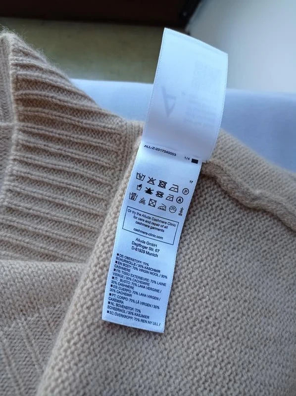 Allude beige wool cashmere super oversized jumper sweater - view 4