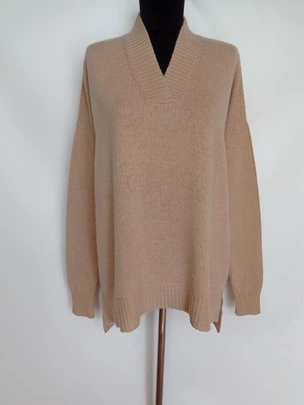 Allude beige wool cashmere super oversized jumper sweater