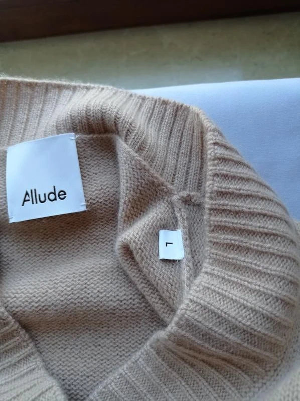 Allude beige wool cashmere super oversized jumper sweater - view 7