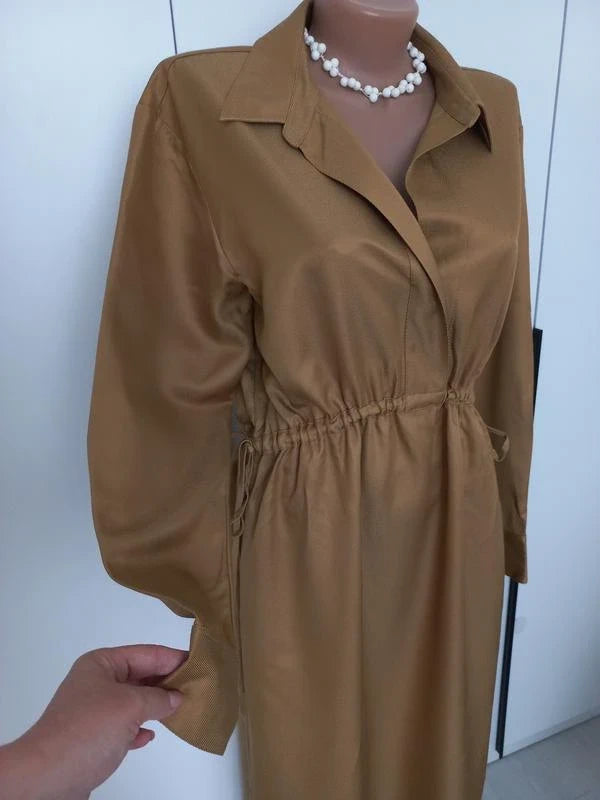 Theory beige camel viscose dress - view 2