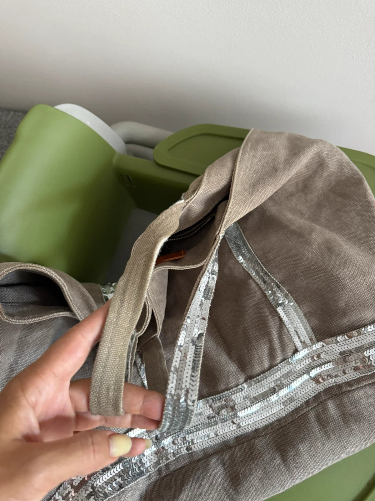 Vanessa Bruno grey linen big bag - view 6