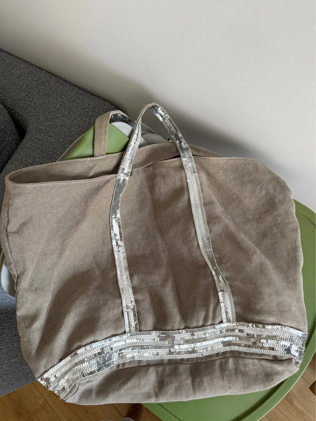 Vanessa Bruno grey linen big bag - view 4