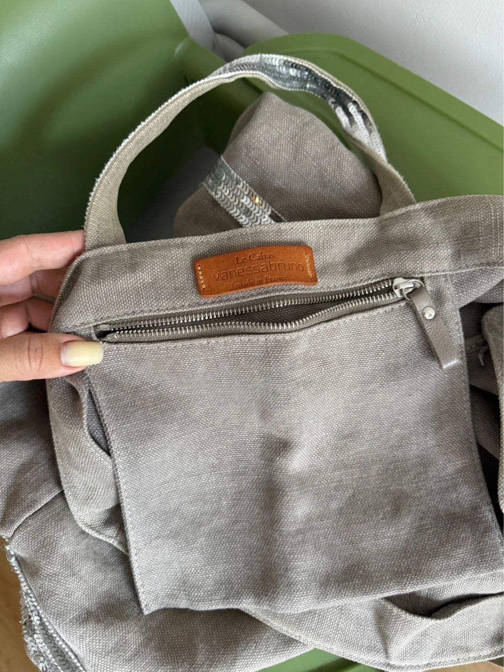Vanessa Bruno grey linen big bag - view 8