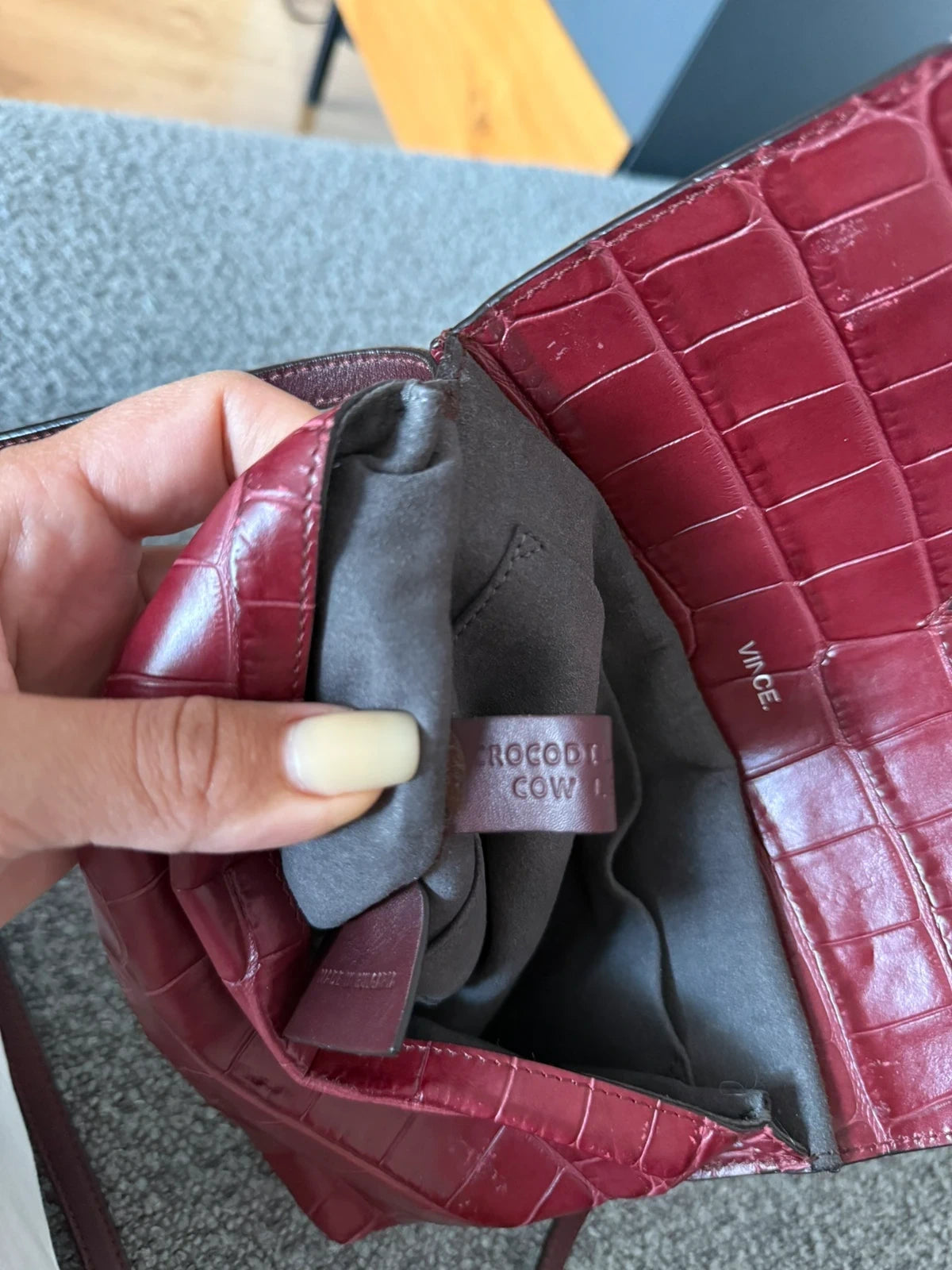 Vince burgundy croco leather crossbody bag - view 12