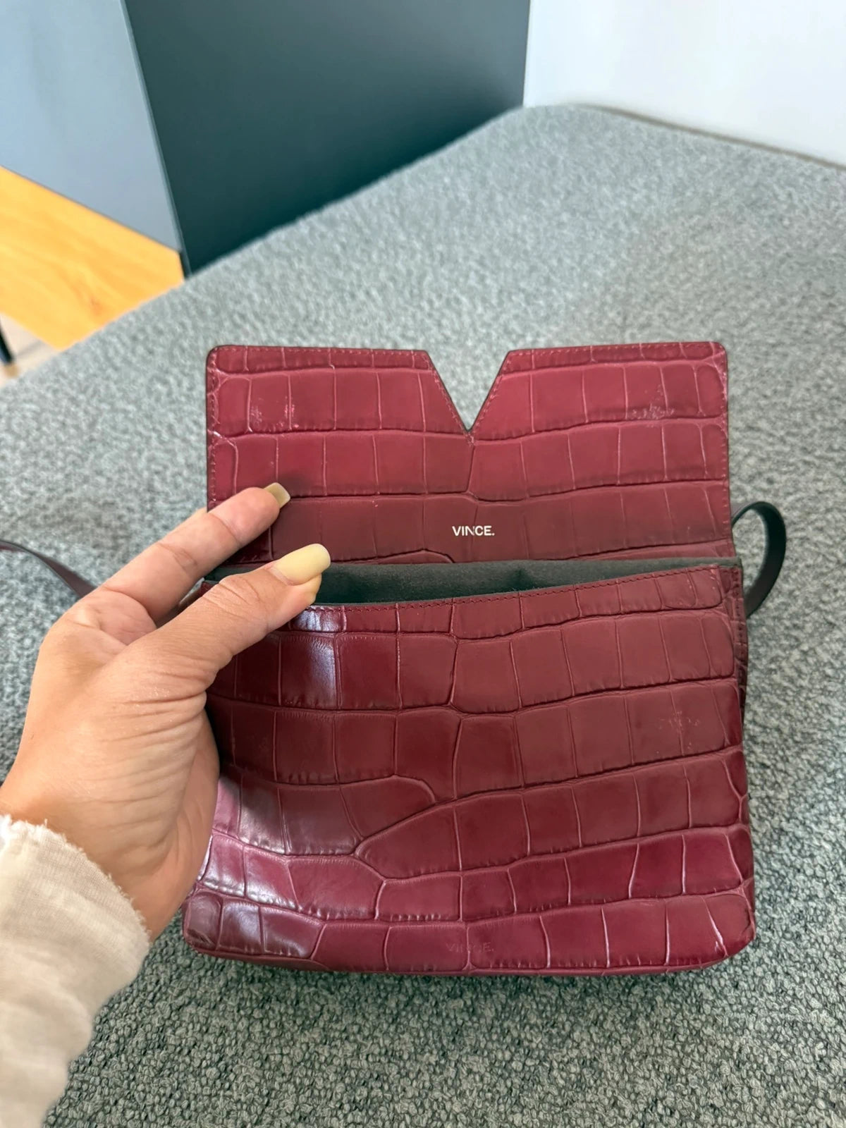 Vince burgundy croco leather crossbody bag - view 7