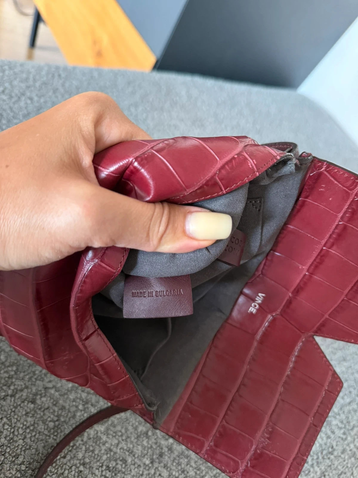 Vince burgundy croco leather crossbody bag - view 10