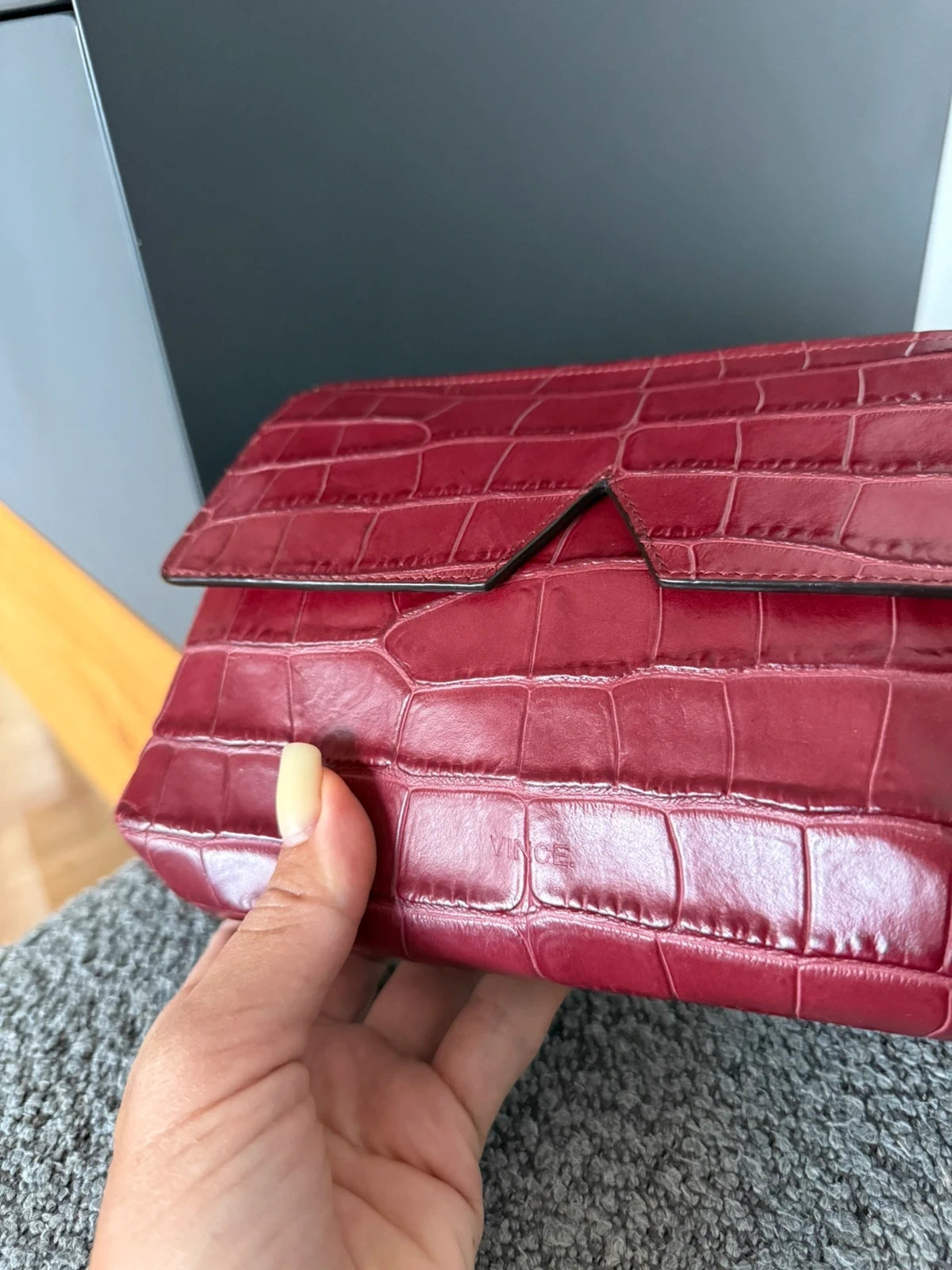 Vince burgundy croco leather crossbody bag - view 2